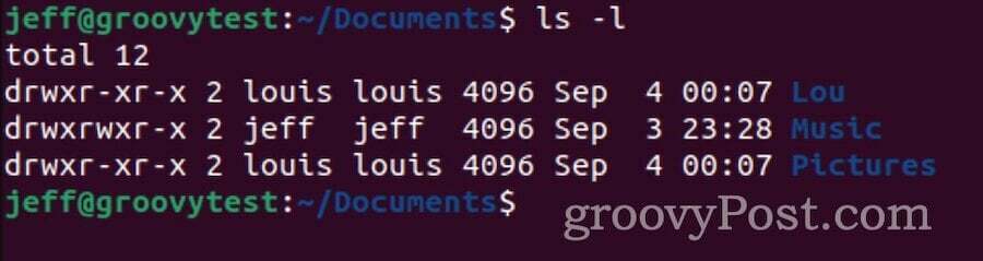 промяна на собственика на папка и подпапка в ubuntu, потвърдена с ls -l