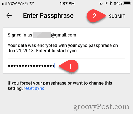 Въведете парола в Chrome за iOS