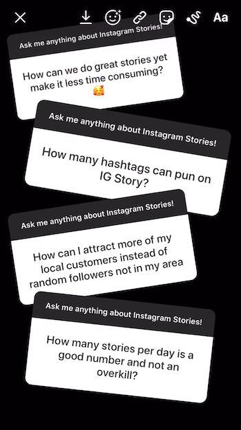 добавете няколко отговора на стикер с въпроси към изображението на Instagram история