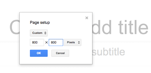 Изберете размера на графиката на Google Slides.