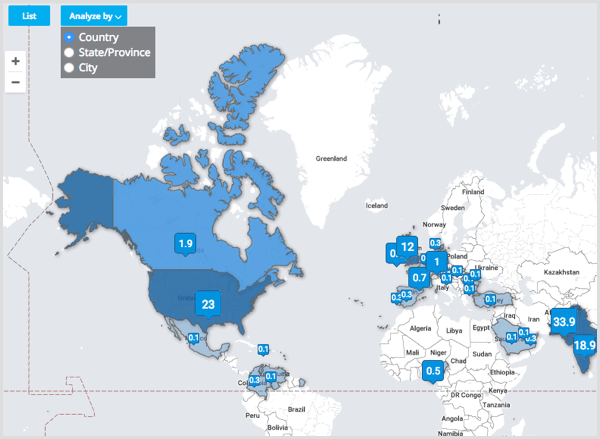 Tweetsmap анализ по държави