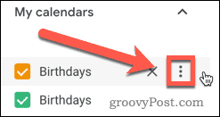 Иконата с три точки в Google Календар