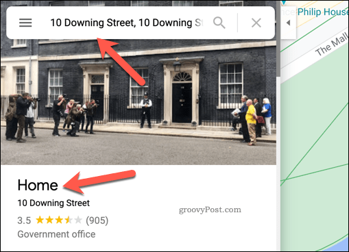 Примерен домашен адрес в Google Maps