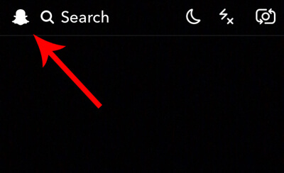 Докоснете иконата на призрак в горния ляв ъгъл на екрана на камерата на Snapchat.