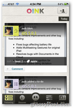 OINK Преглед на приложението на Общността за iOS