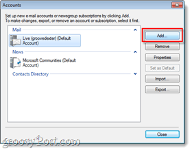 добавете имейл акаунт към жива поща на Windows