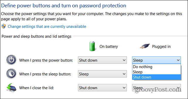 Задайте бутона за физическо захранване на Windows 8