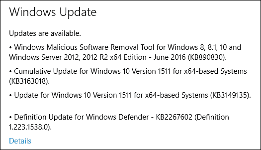 Ново налично актуализиране на компютър за Windows 10 KB3163018 Build 10586.420 (налично за мобилни устройства)