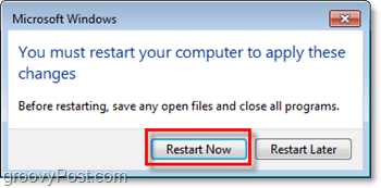 рестартирайте компютъра, за да завършите изключването на Internet Explorer 8 в Windows 7