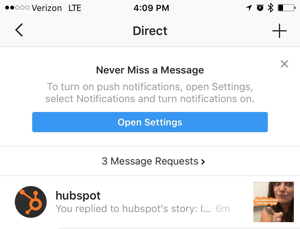 instagram story директно съобщение входяща поща