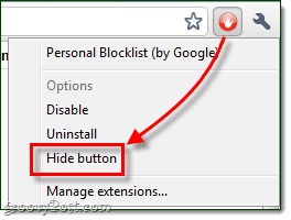 скрий бутон разширение google chrome