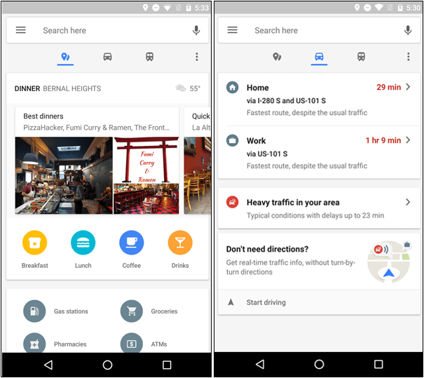 Google Карти за Android Получаване на информация за комуникация в реално време