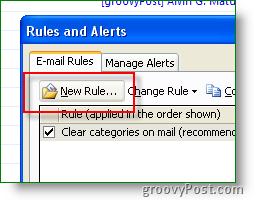Създайте ново правило и предупреждение за Outlook