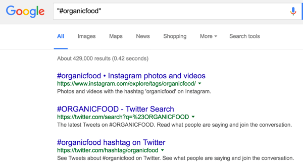 Използвайте търсенето с Google, за да изследвате хаштагове.