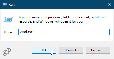 Отворете прозореца на командния ред в Windows 10