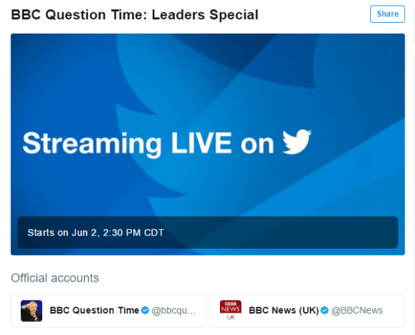 Twitter и BBC обявяват първото партньорство на живо.
