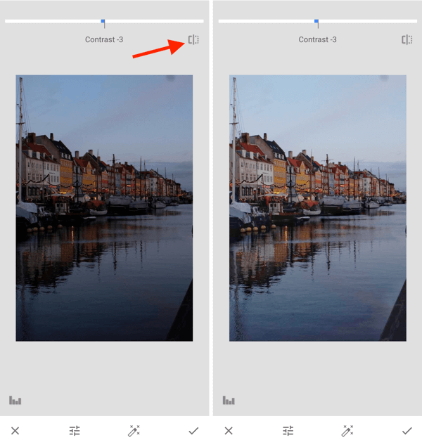 Как да подобрите снимките си в Instagram, стъпка 10, коригирайте настройките за експозиция след заснемане, превключете между оригинал и редактиране