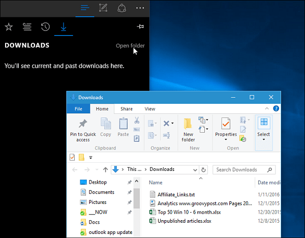 Microsoft Edge Downloads Folder
