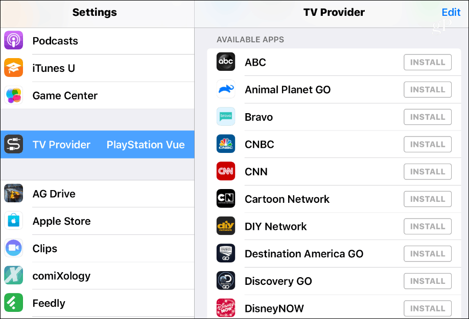 Налични приложения за телевизионен доставчик iOS
