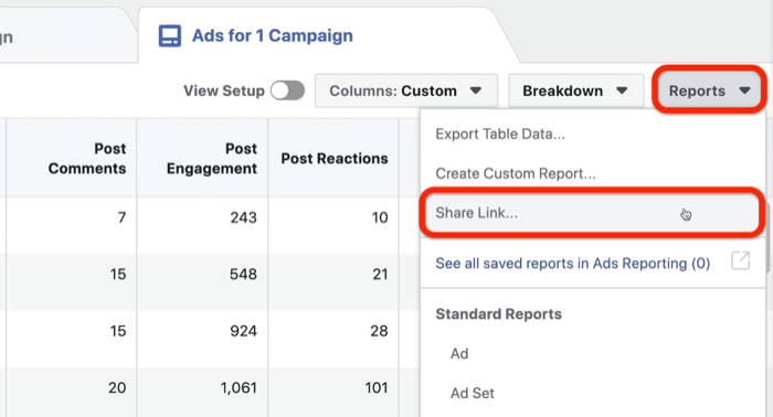 споделяйте персонализиран отчет за реклами във Facebook