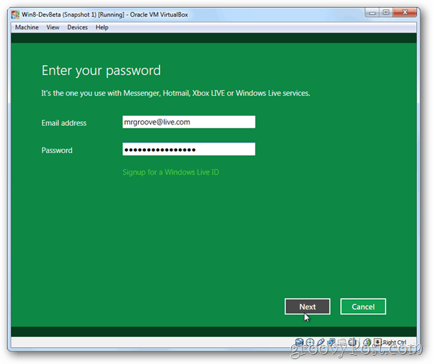 VirtualBox Windows 8 линк на живо идент