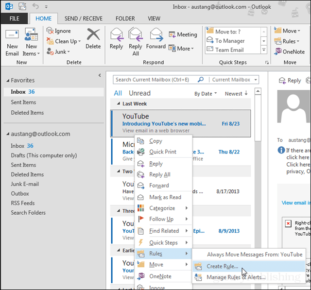 Задайте персонализирани мелодии и известия за Outlook за имейл, когато ви изпраща имейл