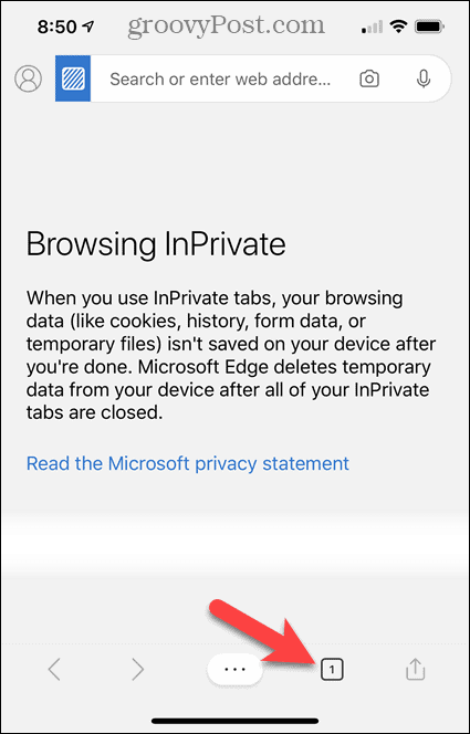 Разглеждайки InPrivate в Edge за iOS