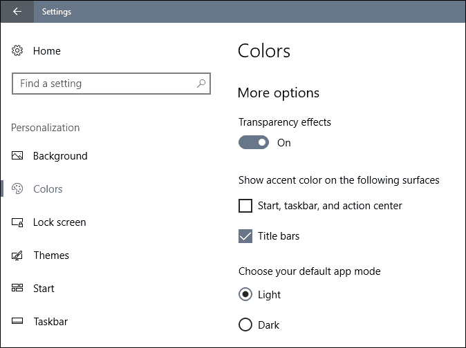 персонализирани Windows 10 създатели актуализират цветове