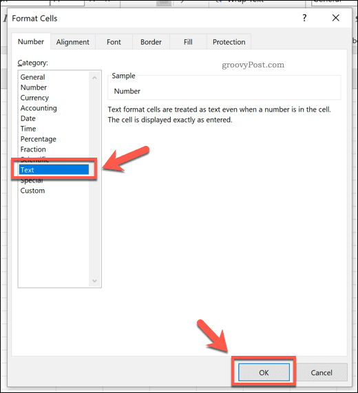 Форматиране на клетки като текст в Excel