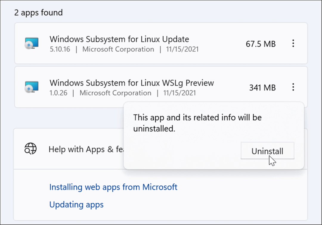 проверете деинсталирането на Linux от Windows 11
