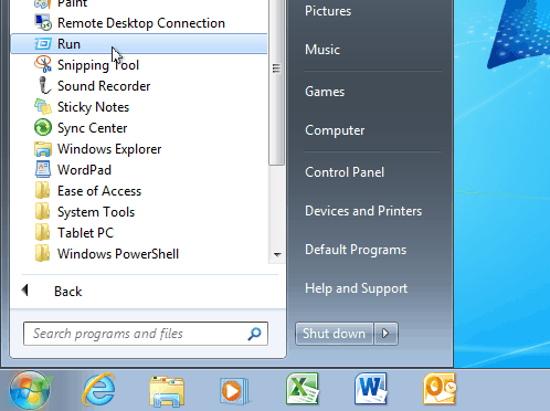 Стартово меню на Windows 7