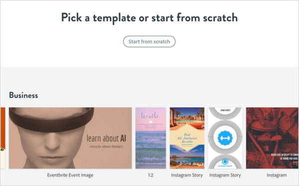 Разгледайте категориите и изберете шаблона за история на Instagram, който искате да използвате за публикацията си.