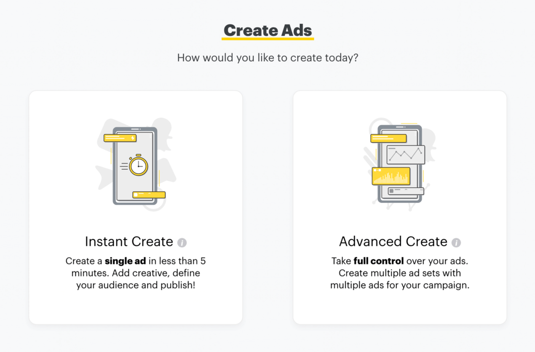 настройте Snapchat реклами чрез Instant Create или Advanced Create