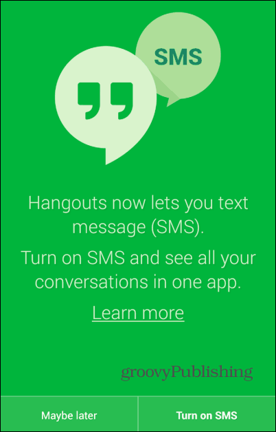 SMS в Hangouts се включва
