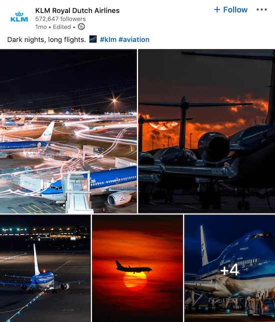 KLM LinkedIn страница на страница за множество снимки