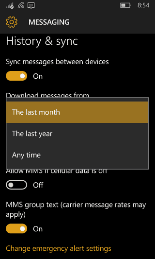 2 архивиране на съобщения Windows 10 mobile