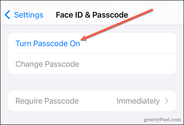 iOS 17 Включете парола