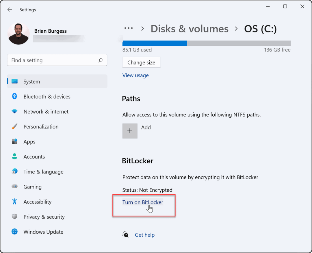 Включете bitlocker, използвайте криптиране на bitlocker в Windows 11
