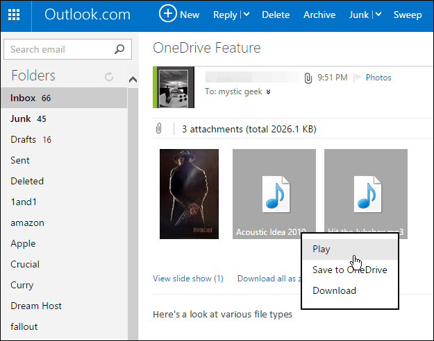 Запазете приложенията на Outlook.com към OneDrive с едно кликване