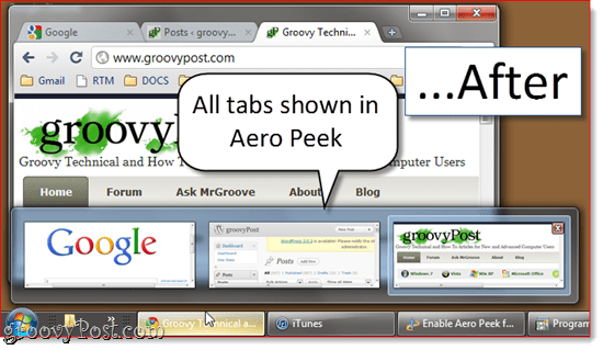 Активирайте Aero Peek във всички раздели на Google Chrome