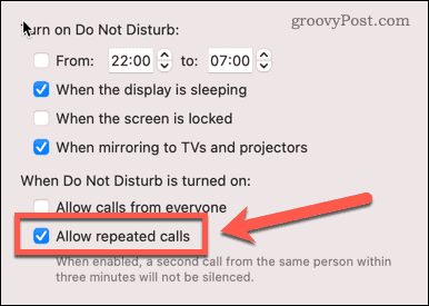 разрешаване на повтарящи се повиквания в dnd mac