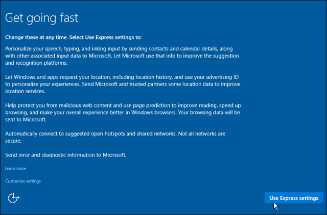 Настройки за епресия Windows 10