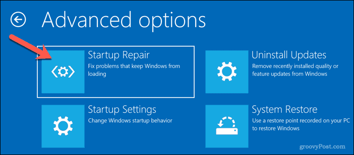Стартиране на автоматична поправка на Windows 10