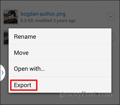 Експортиране на Dropbox в експорт на SD