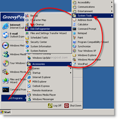 Стартирайте Defragmenter на диска от Windows XP