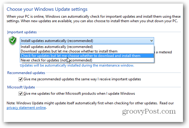 Направете Windows 8 да показва известие за десктоп за актуализации