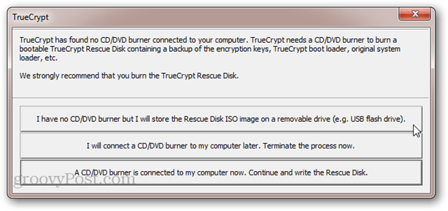 TrueCrypt Без CD / DVD записвачка