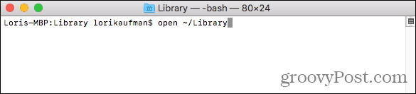 Отворете папката Библиотека в Finder от терминала на Mac