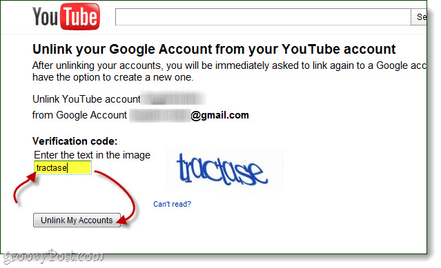 потвърдете, че искате да прекратите връзката между профилите си в Google и YouTube