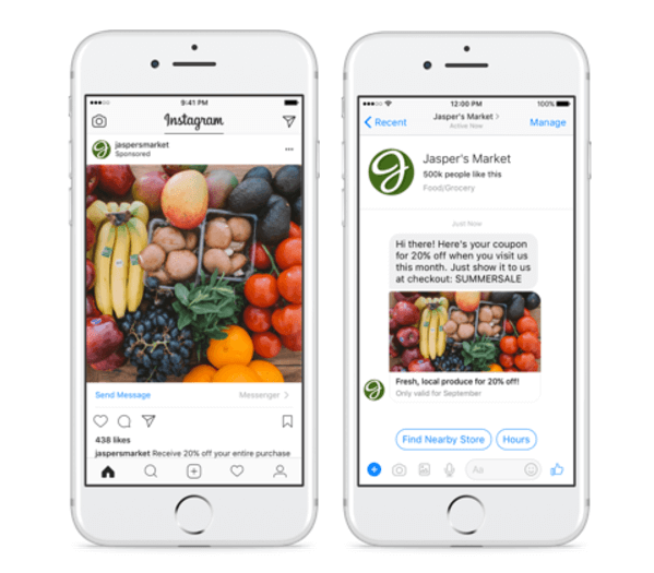 Facebook разширява кликване към Messenger реклами до Instagram.